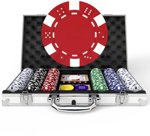 Set di Chip da Poker con Custodia in alluminio, HEITOK, 300 Pezzi da 11,5 Grammi, fiches da casinò per Texas Hold'em e Blackjack