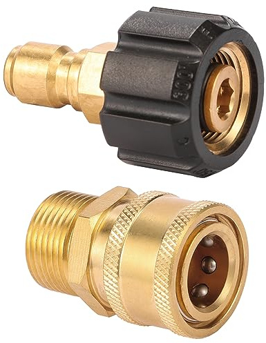 Sanpaint Pressure Washer Quick Connect Fittings, Quick Connect Kit M22 14mm to 3/8 Inch, 2 Pieces
