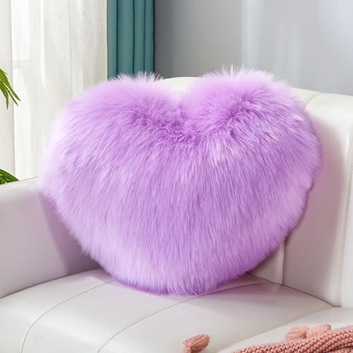Cuscini per divano in pile, soffici, morbidi, in finta pelliccia, a forma di cuore, lombari, in peluche, lussuosi, per casa, soggiorno, camera da letto, decorativi, accoglienti cuscini in peluche