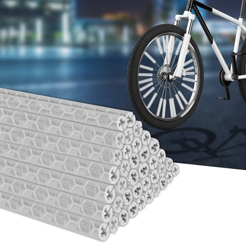 BellaGesundheit Pack von 36 Fahrrad Speichenreflektoren, 360° Sichtreflektoren für Fahrrad, Alternative zu Katzenaugen, Fahrrad Reflektoren für gängige Speichenräder (Silber)