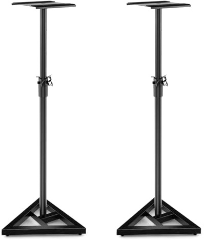 FANTASK Juego de 2 Soportes para Altavoces, Soporte para Boxeo, 97-157 cm, Altura Regulable con pie Triangular Estable, Soporte de Suelo soporta hasta 50 kg, 157 x 23 x 157 cm, Color Negro