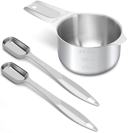 Messlöffel 5ml, 180 ml Edelstahl-Messbecher, Metall-Messbecher mit Edelstahl 5 mL Messlöffel zum von Backen und Küche trockenen und flüssigen Zutaten