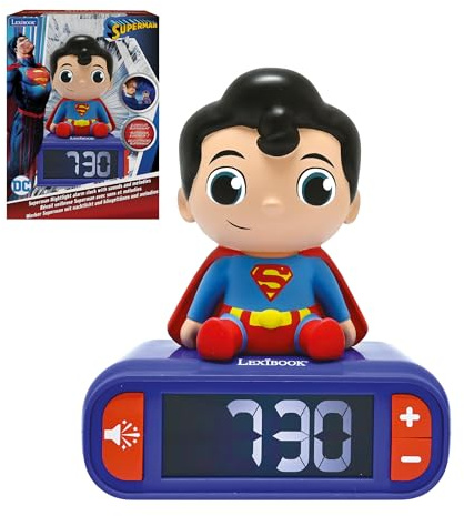 Lexibook, Superman, Sveglia notturna Superman, Suoni e melodie, Display LCD retroilluminato, Luminoso, Snooze, RL800SU
