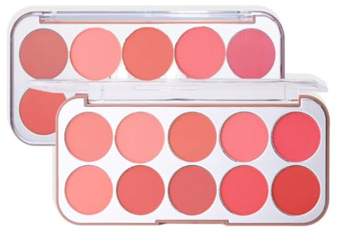 KARLOR 10 Farben Blush Palette matte Blush Puder Rouge Palette Pfirsich Peach Pink Rose Nude Rot Blush Powder Makeup Blushers for Cheeks glatt seidig Rouge Blush Set