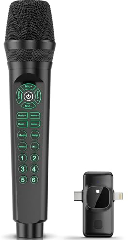 Karaoke & Live Streaming Microphone with Built-in Sound Card for TikTok YouTube Beginners, Voice Changer, Sound Effects, Bluetooth, Real-Time Monitoring, Easy Setup Podcast Recording Kit for Phones
