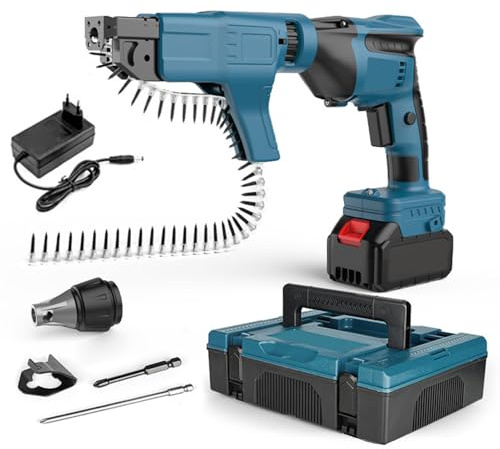 Fafeicy Avvitatore per Cartongesso Senza Fili, Batteria da 4000 MAh, Avvitatore Automatico 2 in 1 con Testa Rotante a 360°, profondità Regolabile da 15 a 55 Mm, per Assemblaggio di