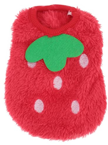 EXQUIMEUBLE Ropa Diseño Adorable de Fresa para Invierno para Perros Pequeños en Coral Fleece Rojo, Cómoda y Ligera para Mascotas como Erizos y Hurones