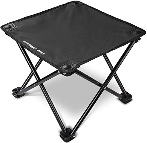 Forbidden Road Camping-Stuhl, Dreibeinhocker, tragbare Fußstütze für Wandern, Angeln, Reisen, Rucksackreisen, Outdoor-Hocker (schwarz, 35,5 cm - 30 cm)