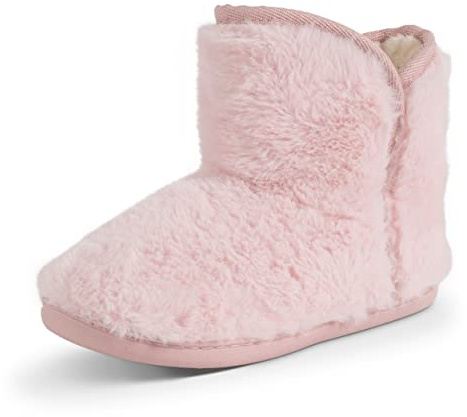Polar Womens Memory Foam Indoor Faux Fur Fleece Bootie Rubber Sole Comfort Outdoor Anti Slip Durable Slippers - Pink Fur - AYC0865 - EU38/UK5