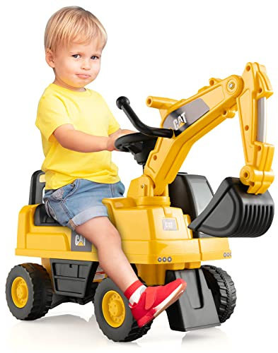 COSTWAY Tractopelle Enfant avec Bras à Angle Réglable, Pelleteuse Enfant avec Bouton & Cabine de Conducteur, Espace Caché, Charge 25KG, Excavateur pour Enfant de 1-3 Ans