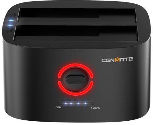 CENMATE Dual Bay Hard Drive Docking Station with Offline Clone, USB A/C 3.0 to SATA, Hard Drive Reader for 2.5/3.5 Inch HDD/SSD(Supports 18TB*2, Up to 6Gbps Under UASP)
