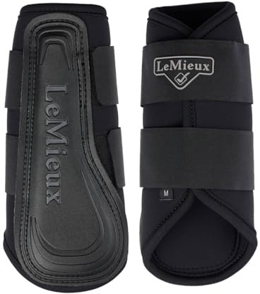 LeMieux Grafter Brushing Boots - Pair - Durable and Breathable - Fits Front or Back - Black - Medium