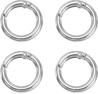 PATIKIL Anillos en O con Resorte de Metal 4Pzs 1 Pulgada Plateado 25mm | Clips Redondos,Hebillas, Snap para Llaveros Bolsos Carteras Correas Correas para Perros Manualidades DIY