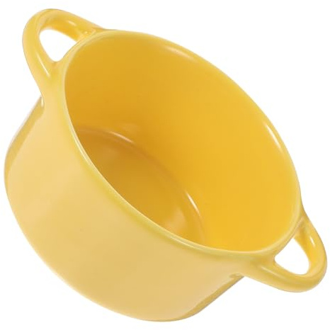 PartyKindom 1pezzi Ciotola Ceramica Con Doppio Manico Per Zuppa e Dessert Scodella Piccola Multiuso Per Riso e Pudding Materiale Stabile e Facile Da Pulire Per Famiglia e Ristorante Senza Cope