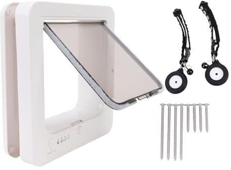 Greensen Porta per Animali Elettronica, Porta Automatica per Gatti e Cani, di Riconoscimento RFID a 2 Vie, per Uso Interno ed Esterno, Compatibile con Collari RFID