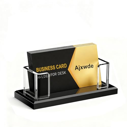 Ajxwde Soportes para Tarjetas de Vista, Transparente Organizador de Tarjetas de Plástico, Tarjetero de Acrílico Transparente, Para Hoteles, Oficina, Se Adapta a 60-80 Tarjetas de Visita