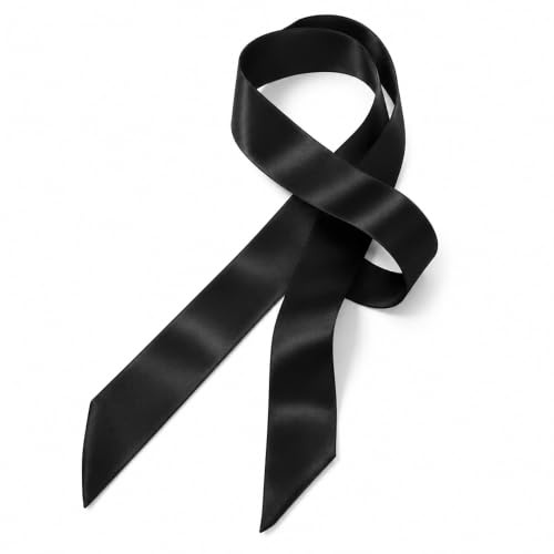 MonoKeriiy 1 Pack Black Satin Skinny Scarf Silky Feel Neckerchief Hair Ribbon Tie Smooth Solid Colour for Women Adults for Handbag Handle Neck Wrist Everyday Wear Theme Parties Fashion Accessory