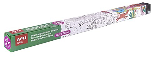 APLI Kids 16469 - Poster géant pour enfant en rouleau à colorier, forêt magique, 96,5 x 180 cm
