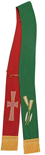 BLESSUME Iglesia Clérigo IHS Reversible Estola Alfa Omega Diácono Estola