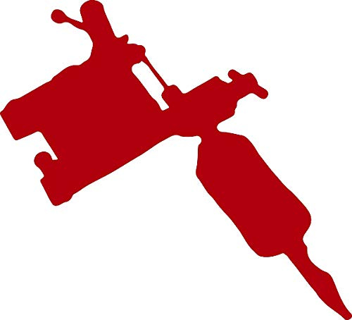 hBARSCI Tattoo Gun Vinyl Decal - 5 Inches - for Cars, Trucks, Windows, Laptops, Tablets - Outdoor-Grade 2.5mil Thick Vinyl - Red