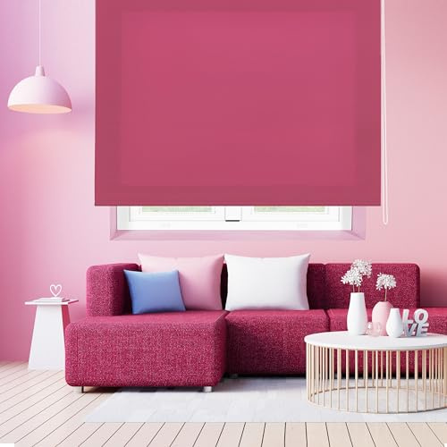 Blindecor Ara | Tenda a rullo traslucida tinta unita - Fucsia, 180 x 175 cm (Larghezza x Altezza) | Dimensioni del tessuto 177 x 170 cm | Tenda per interne