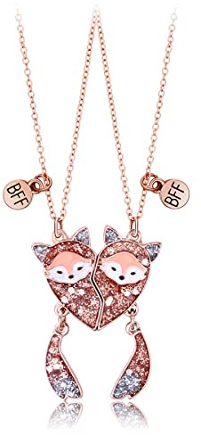 Lezmoii Friendship Necklace Best Friend Necklace Matching Magnetic BFF Necklace for 2 Girls Friendship Gifts (A: Fox)