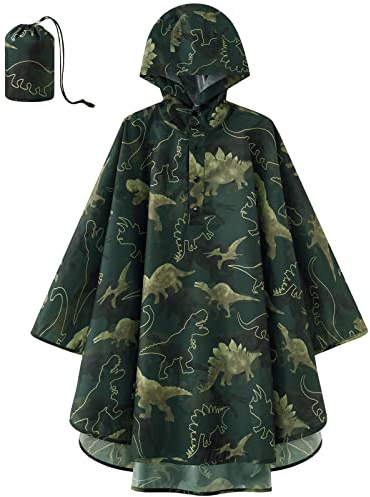 WAWSAM Kids Rain Poncho Waterproof Boys Girls Portable Raincoat Rain Jacket Lightweight Rainwear