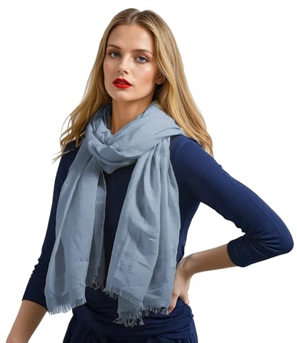 creazioni unique Sciarpa Donna in Fibra di Bamboo Primavera Estate MADE IN ITALY - Foulard Sciarpa Donna Leggera e Traspirante (Denim)