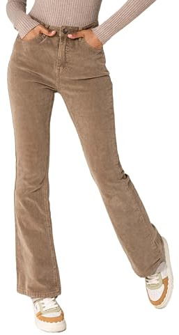 Nina Carter J221 Pantalones de pana elásticos de corte acampanado de cintura alta para mujer de pana aterciopelada vintage pantalones acampanados vaqueros de pana, XL