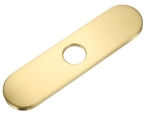 uxcell Placa de cubierta de agujero de 10 pulgadas, placa de cubierta de acero inoxidable con forma de pasarela para grifo de fregadero de baño o cocina, oro cepillado