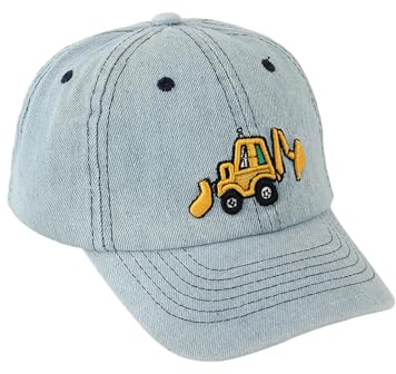 QKURT Gorra de Béisbol para Niños, Gorra de Playa de Verano con Protección Solar, Gorra Deportiva de Pescador Estilo Camionero con Estampado de Excavadora para Niños de 3 a 8 Años