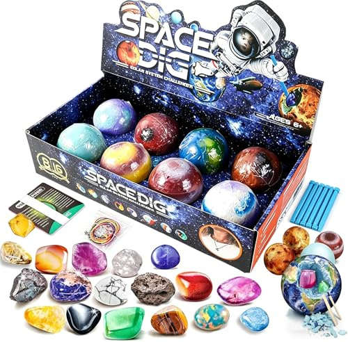 Kit di Scavo Sistema Solare per Bambini, Set Educativo di Minerali e Pianeti, Gioco Scientifico di Geologia, Regalo per Bambini 6-10 Anni