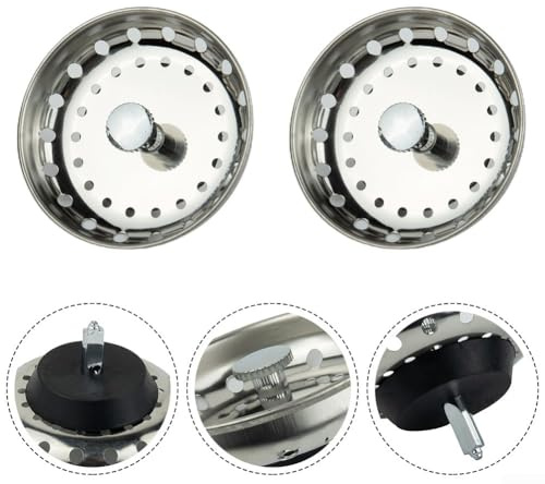 Tapón de drenaje para fregadero de cocina, colador de fregadero de acero inoxidable con cesta de 36 agujeros para desechos de alimentos, inserto de fregadero de base de goma, filtro para evitar