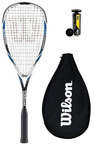 Wilson Hyper Hammer 120 PH Squashschläger + 3 Dunlop Squash Bälle - Blau + 3 Pro Bälle