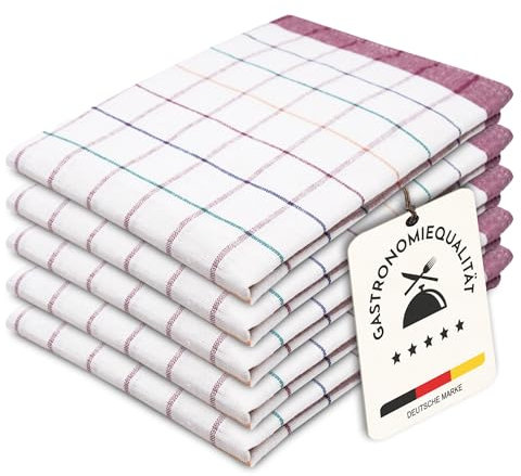 ZOLLNER 5er Set Geschirrtücher Baumwolle in 50x70 cm - saugstarke und langlebige Küchentücher - waschbar bis 60°C – in rot kariert - Gastronomiequalität - Oeko Tex® Zertifiziert