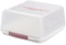 Engelland - Caja de transporte pequeña para tartas rectangular con asa, tapa y cierre de doble clic, color: rosa/transparente, 27,5 x 26,5 x 12,5 cm, sin BPA, cubierta cuadrada