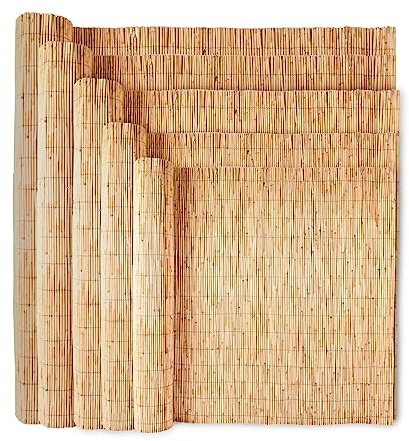 Wadan 8mm-10mm Extra Thick Natural Peeled Reed Fence, Garden Screening Fence Panels, Privacy & Protective Screening Roll for Outdoor Wind and Sun Protection (1m x 3m)