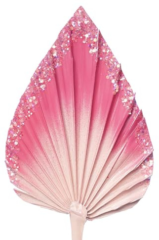 The Baked Studio - Décoration de gâteau en feuilles de palmier séchées (ombré à paillettes roses)