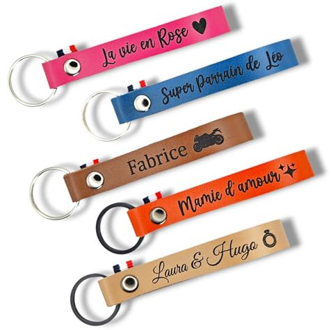Porte clé personnalisé en cuir. Un cadeau original pour toutes les occasions