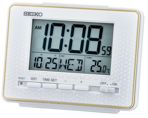 Seiko Easton Digital Everything Alarm Clock, White