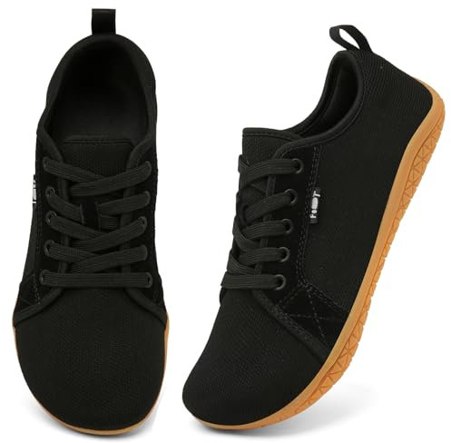 Geweo Chaussures Pieds Nus Barefoot Décontractées Running Trail Femme Homme Minimaliste Baskets Marche Unisexe Large Orteil Trekking Sneakers Respirant Poids Léger pour Noir Brun 37EU