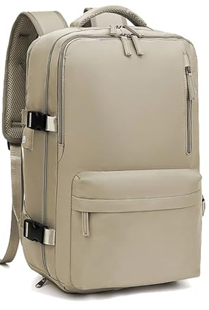 Kommodum - Zaino da viaggio Bagaglio a Mano 45x20x30 per Cabina Voli Aereo Borsa Porta PC Uomo Donna Custodia Laptop Computer Portatile fino ai 15,6” con ricarica USB KM05 KHAKI M