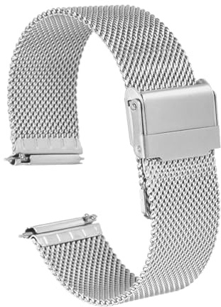 QUARKZMAN 316L Acciaio Inossidabile Maglia Cinturino Orologio 10mm Cinturino Orologio in Metallo Regolabile a Sgancio Rapido per Uomo Donna