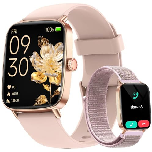 Smartwatch Damen Herren mit Telefonfunktion, 1,85 Fitnessuhr Smart Watch, 100+ Sportmodi Fitness Tracker mit Herzfrequenz/SpO2/Schlaf Monitor Schrittzähler, IP68 Wasserdicht Sportuhr für iOS Android