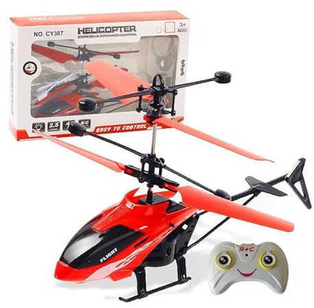 PTGHT Gesture Sensing Indoor Flying Helicopter Toys, Remote-Controlled Helicopter Children's Toys with LED Lights, Birthday Gifts for Boys and Girls (Red)