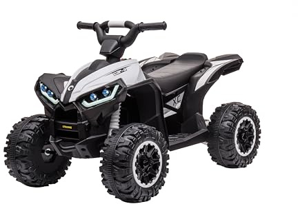 Quad Eléctrico para Niños con Control Remoto 2,4G, 12V Quad Eléctrico Infantil Dos Velocidades, Luces LED, Música, Radio y USB, 3+ Años (Blanco)