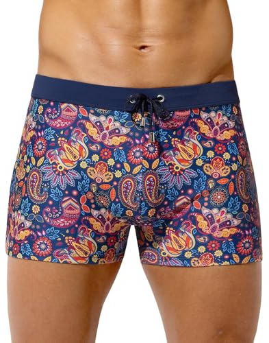 Casey Kevin Men's Swimming Trunks Printed Boxers Swimwear Sports Underwear