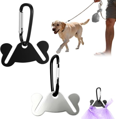 2 Pièces Porte Sacs à Déchets Métalliques, Support Mains Libres pour Sacs à Déjections Canines, Porte Sac pour Crottes, Support de Sac Poubelle