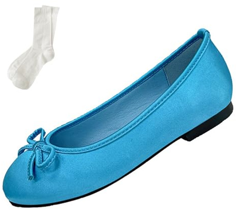 Zapatos planos de ballet de satén para mujer, zapatos planos Mary Jane con lazo, zapatos planos de bailarina para mujer, elegantes, cómodos, para fiestas y uso diario