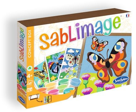 Sentosphère 3908813 Bastelset für Kinder, Sandbilder Schmetterlinge, Kreativset, 4-99 Jahren